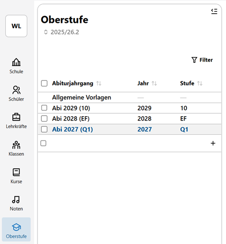 Abiturjahrgang hinzufügen