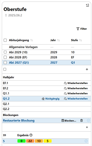 Kursplanung Übersicht