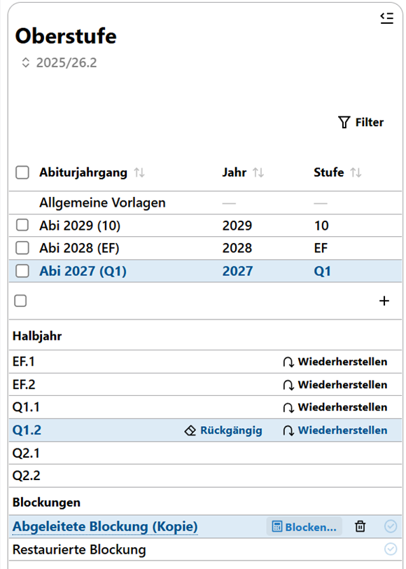Blockung durchführen